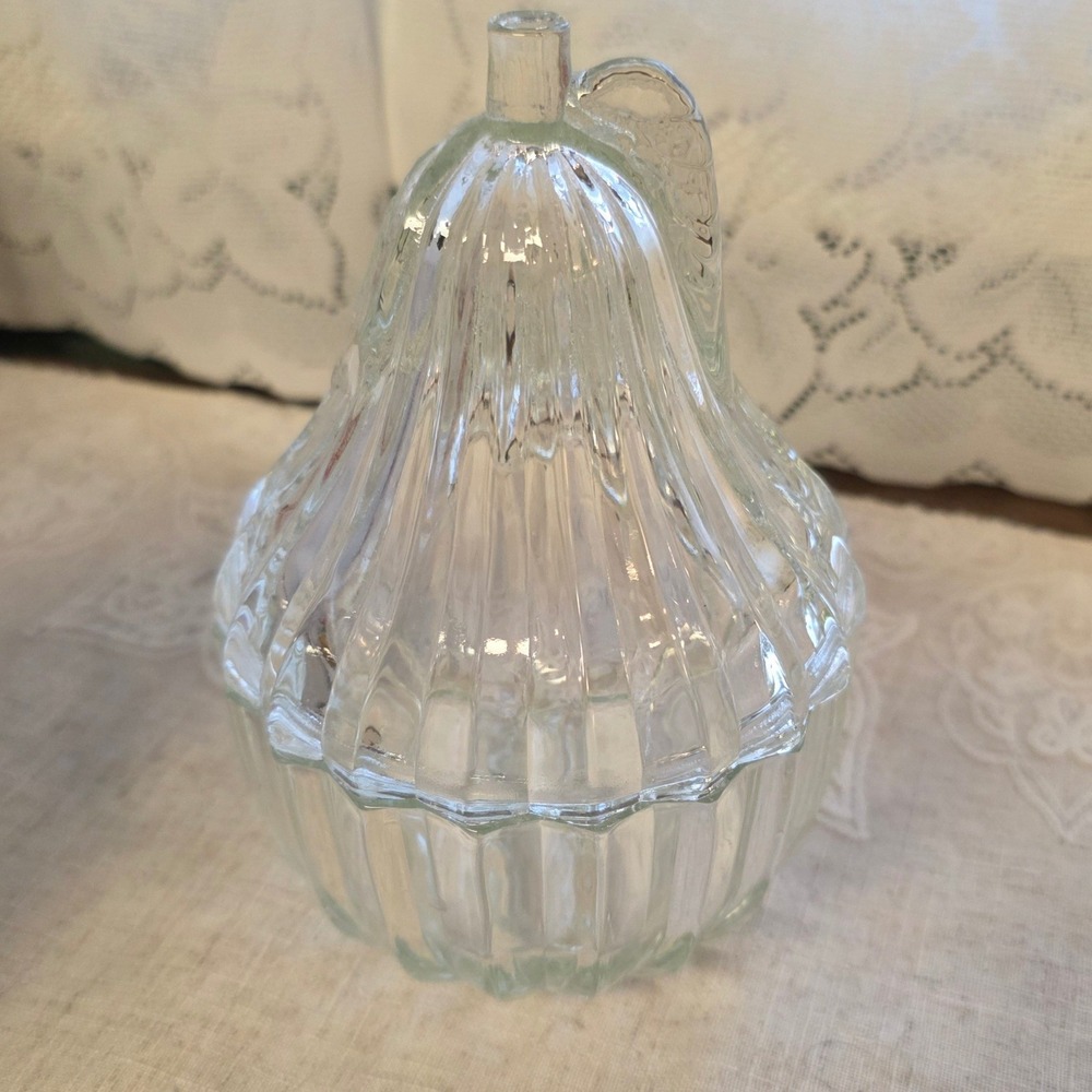 Pear Shaped Clear Candy Dish Jeannette Crystal Curios The Pear 5.5" 2731C Boxed